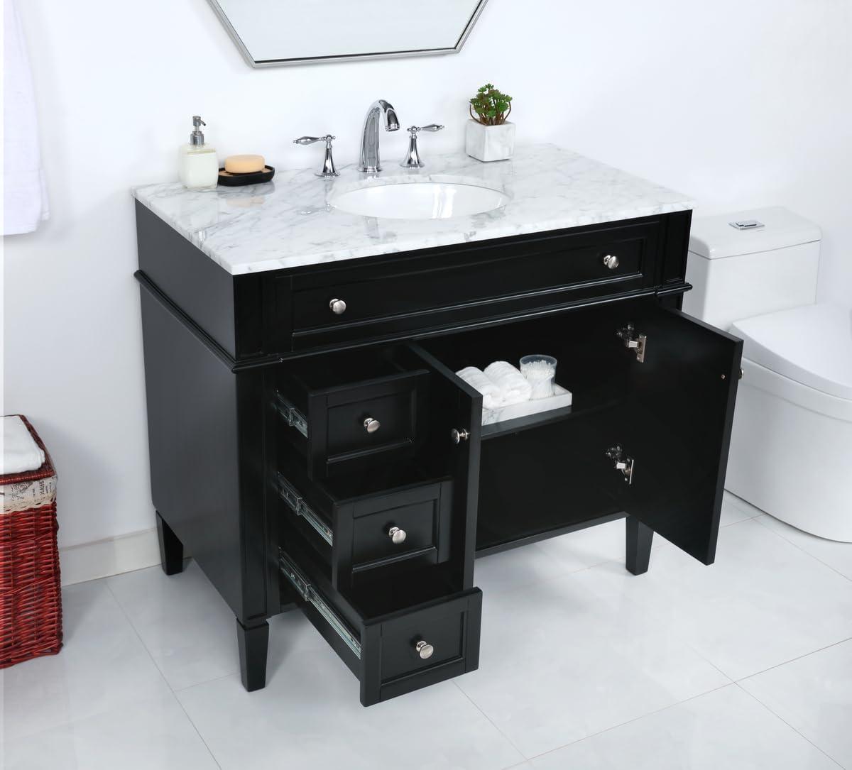 Rivers 40" Free-Standing Single Bathroom Vanity Set with Marble Vanity Top