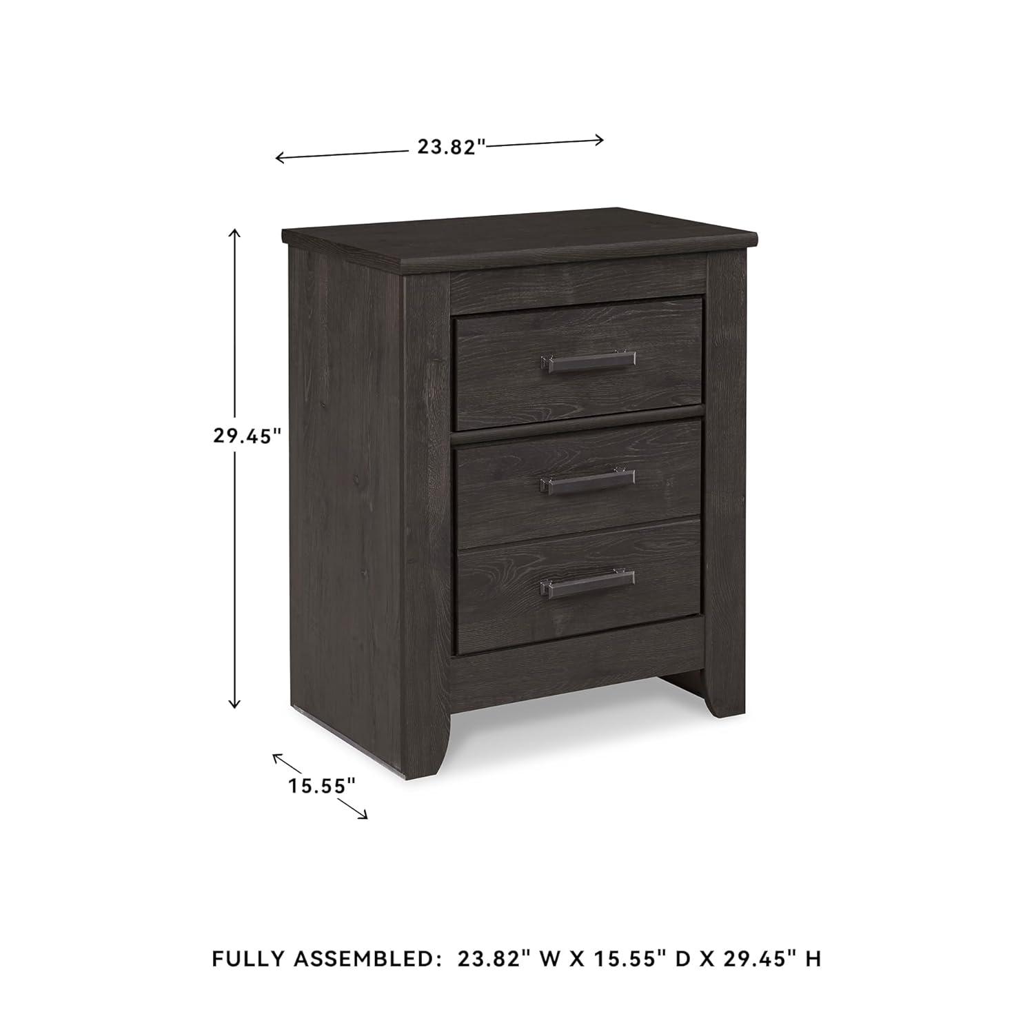 Brinxton Nightstand - Black - Signature Design by Ashley: Contemporary Bedside Table with Storage Drawer