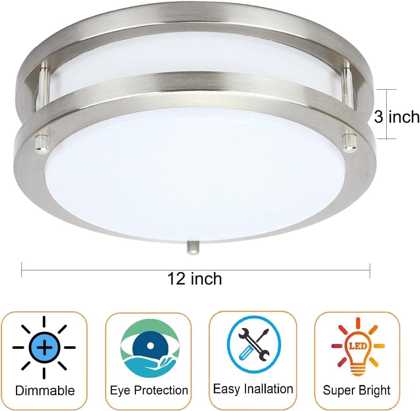 Drosbey 13" Brushed Nickel Flush Mount Light