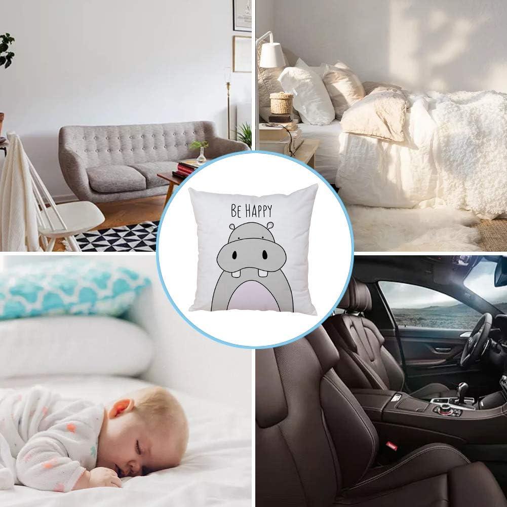 Cartoon Animal Pillow Covers Kids Pillowcase 18×18 Inch Set of 4 Throw Pillow Covers Set Cotton Throw Cushion Case for Sofa Couch Home Decor School Cushion Case(Hippo, Giraffe, Lion, Crocodile)