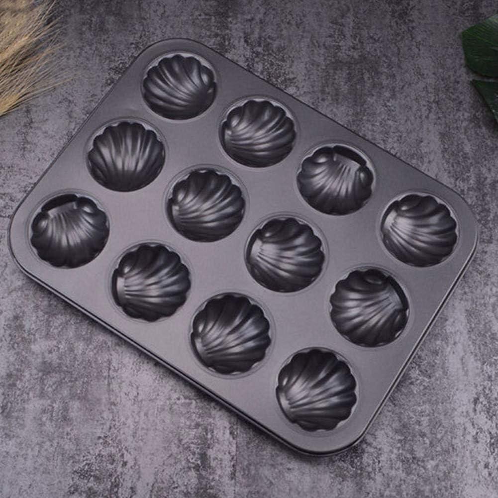 Mold Cake Pan for Madeleine, ZEENEEK 12-Cavity Non-Stick Spherical Shell Madeline Bakeware for Oven Baking - 2 Pack