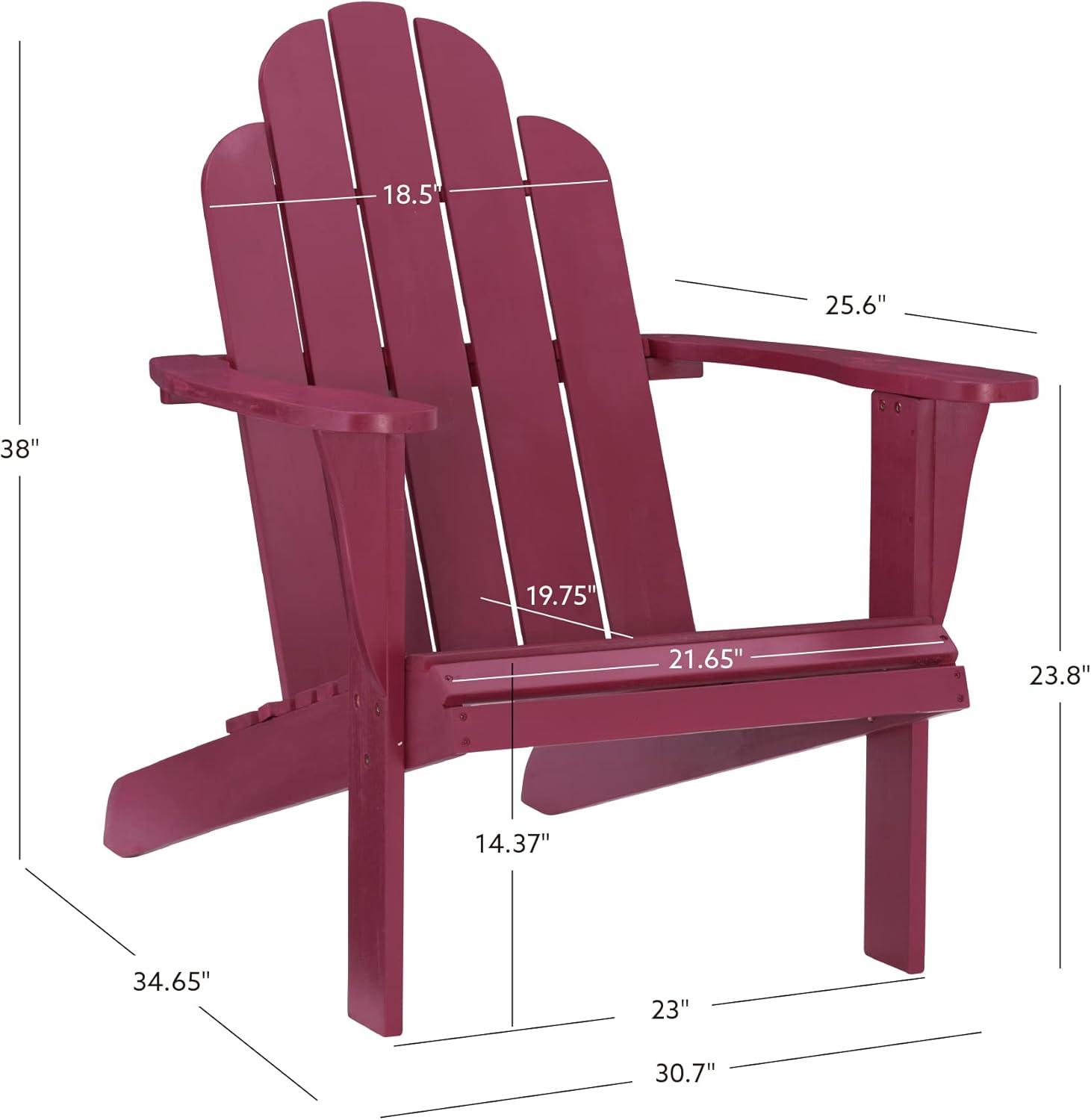 Linon Comfort Back Acacia Wood Adirondack Chair, Red Finish