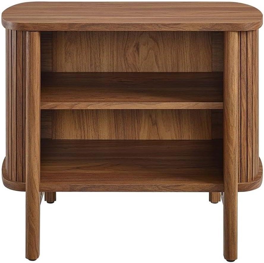 Cadence Walnut Fluted Open Shelf Nightstand