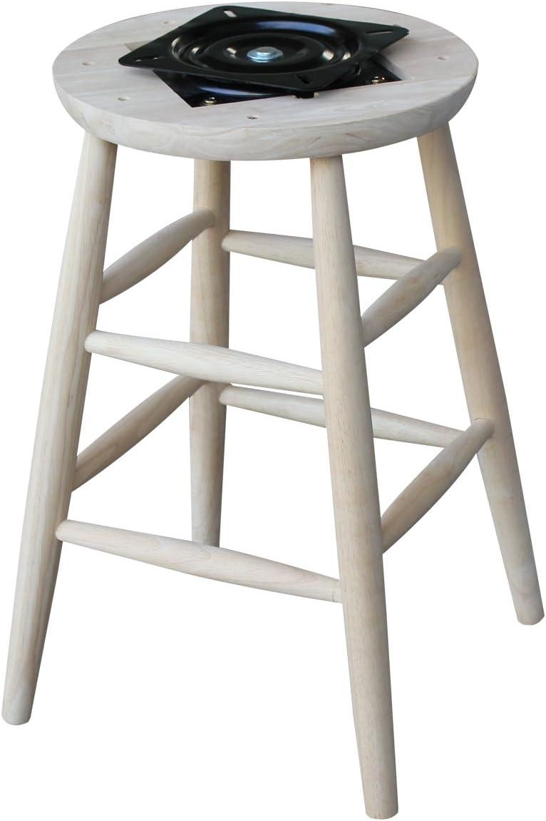 International Concepts Jonathan Swivel Scooped Seat 24" Counter Height Barstool - Unfinished: Rubberwood Frame, No Assembly Required