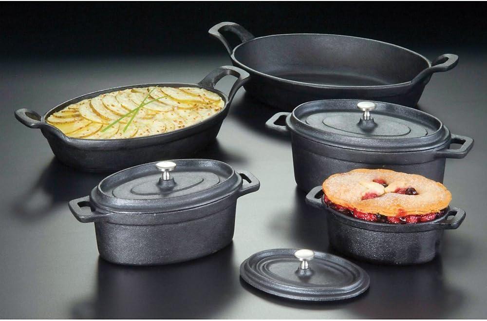 American Metalcraft CIPOV6040 Cast Iron Oval Casseroles and Pots, 7.5" Length x 4" Width, Black