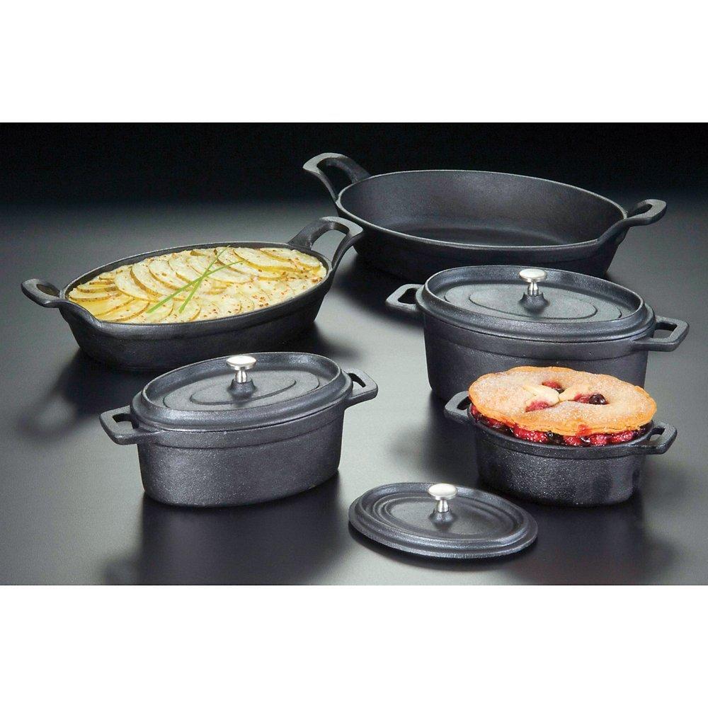 American Metalcraft CIPOV6040 Cast Iron Oval Casseroles and Pots, 7.5" Length x 4" Width, Black
