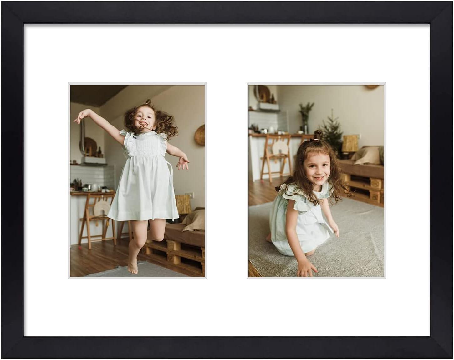 Black Wood Collage Frame with White Mat for 5x7 Photos