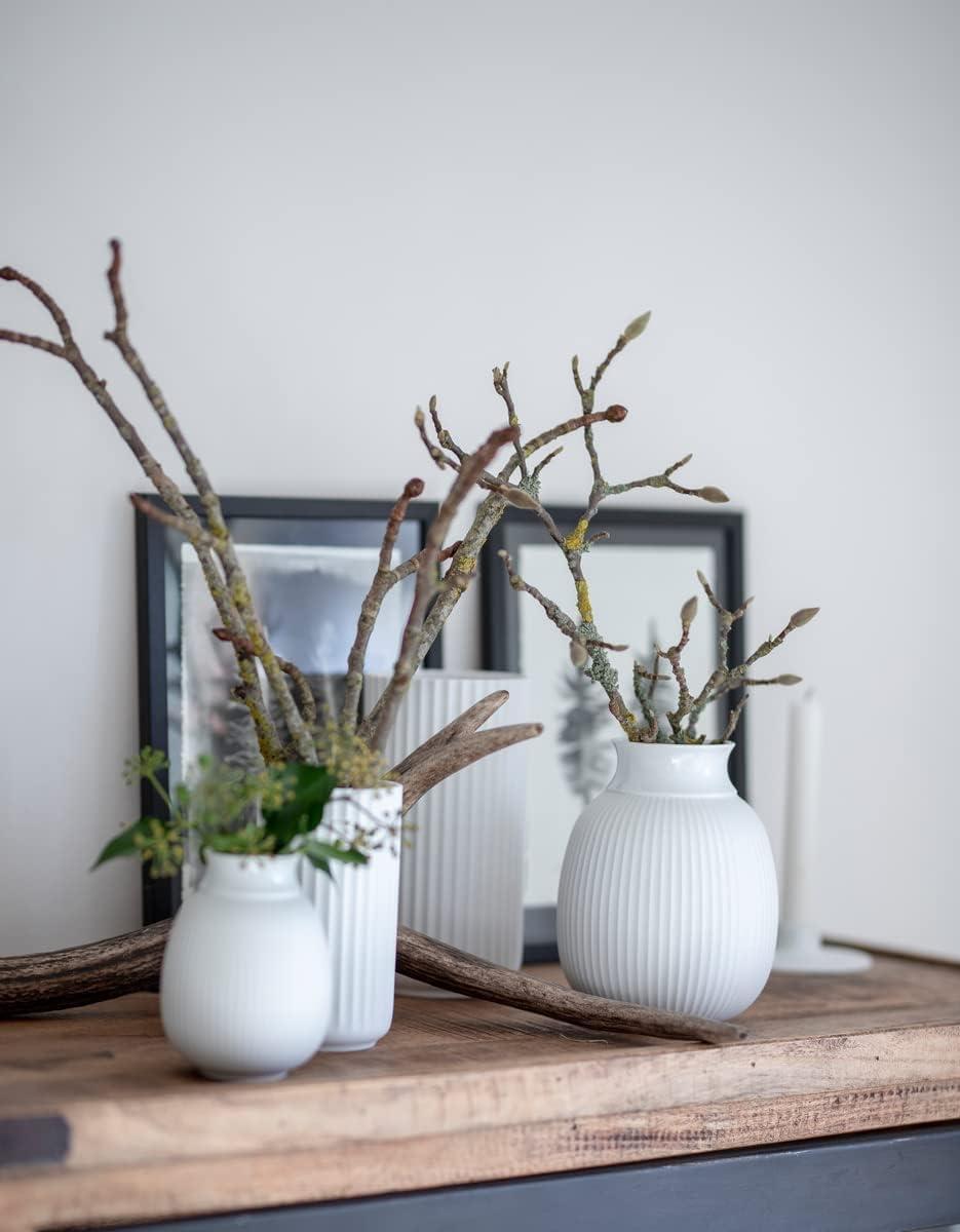 White Fluted Porcelain Decorative Table Vase