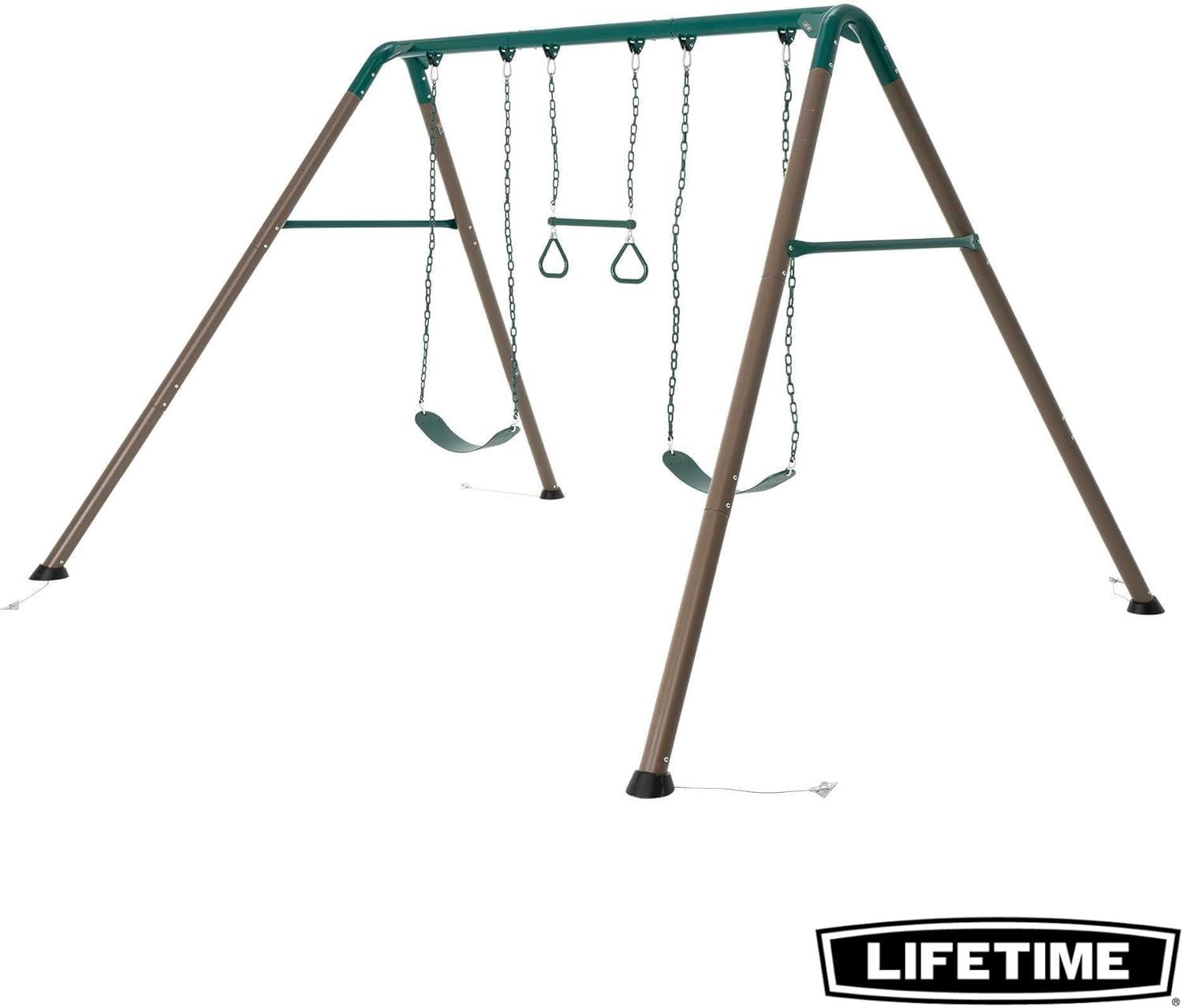 Lifetime Kids 7.3 ft. High Metal Swing Set with Belt Swings (90952)