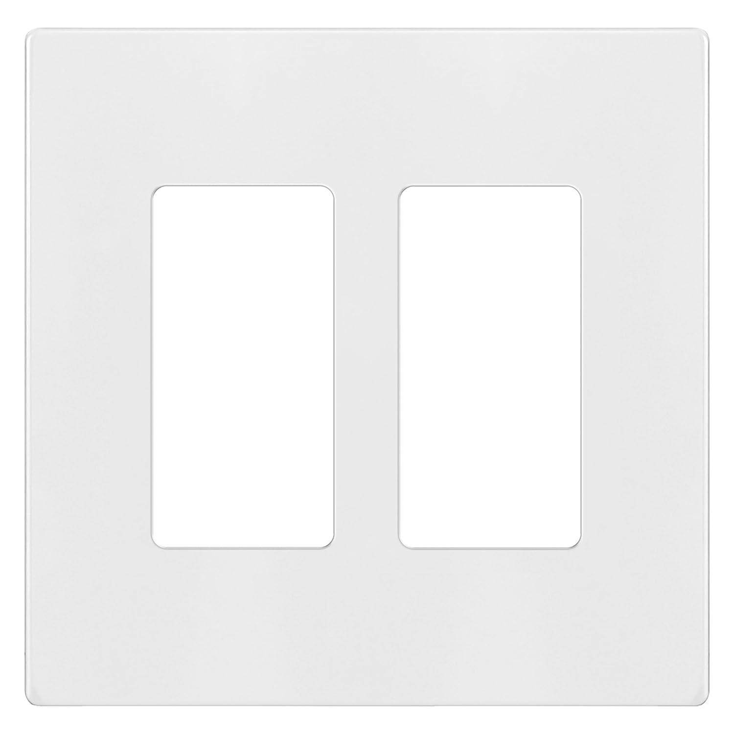 ENERLITES Screwless Decorator Wall Plates Child Safe Outlet Covers, Gloss Finish, Medium Size 2-Gang, Unbreakable Polycarbonate Thermoplastic, SI8832M-W, White