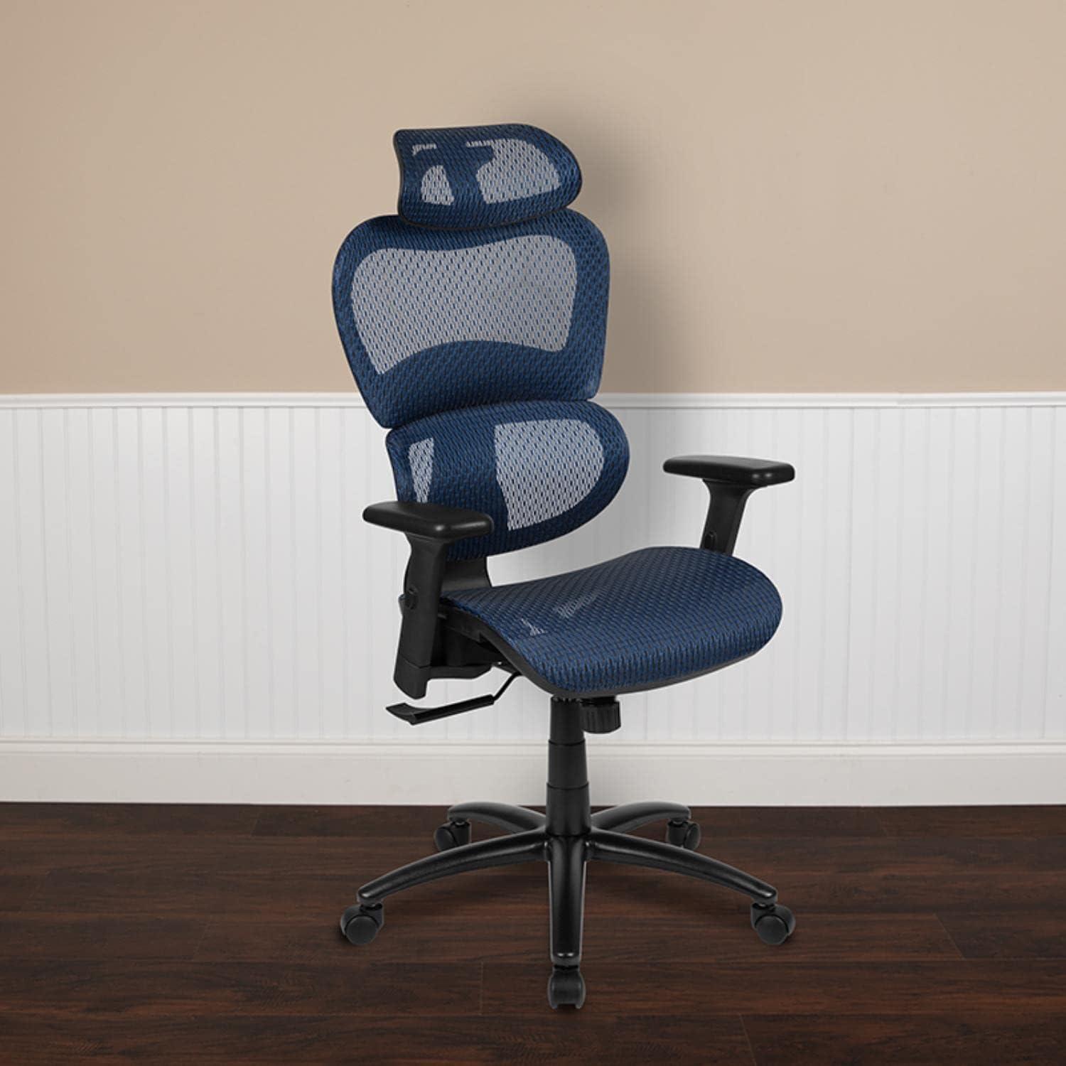 Flash Furniture Ergonomic Mesh Office Chair with 2-to-1 Synchro-Tilt, Adjustable Headrest, Lumbar Support, and Adjustable Pivot Arms