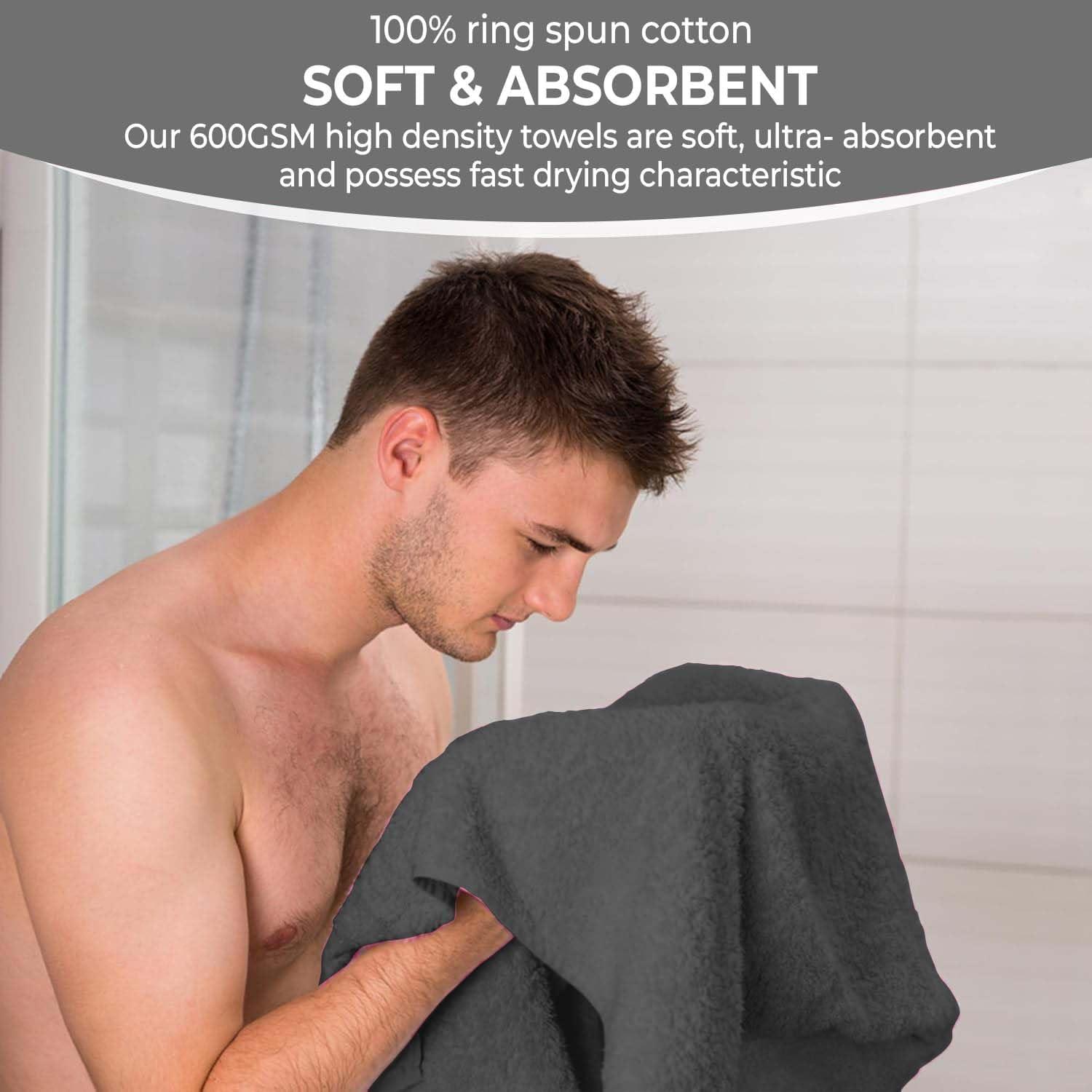 Grey 27x54 Inch 100% Cotton Quick Dry Bath Towel Set