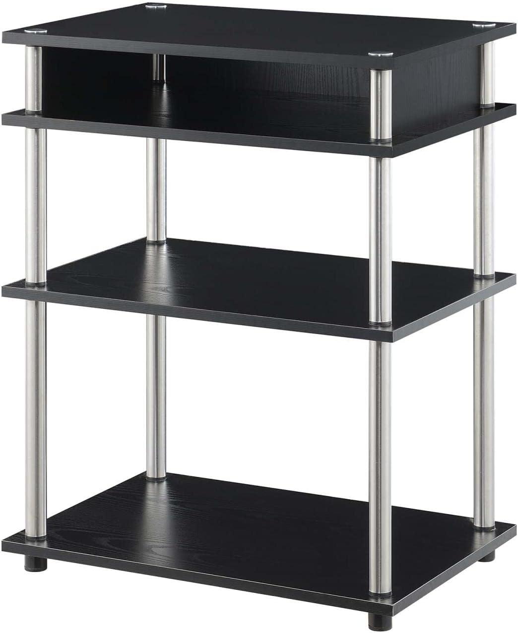 Black Stainless Steel 4-Tier Printer Stand with Shelves