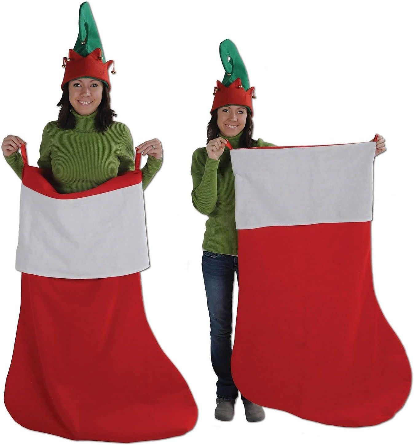 Beistle 4' 6" Jumbo Stocking Red/White 20169