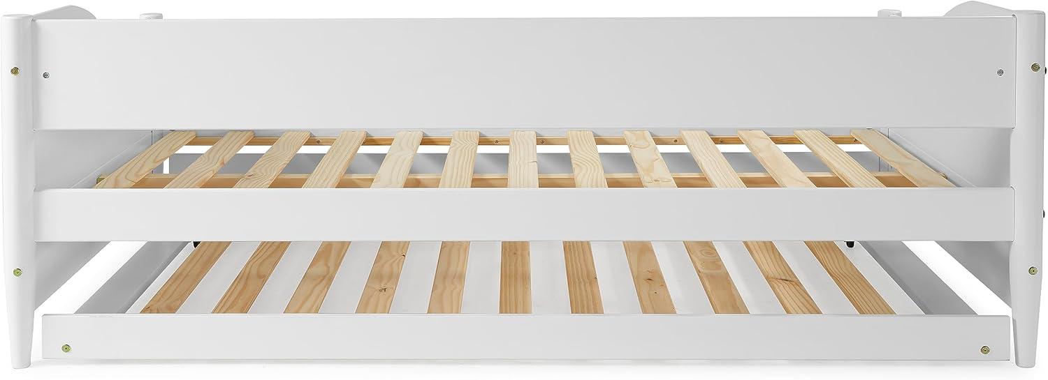 Mid Century Classic Twin Size Day Bed with Trundle White Finish