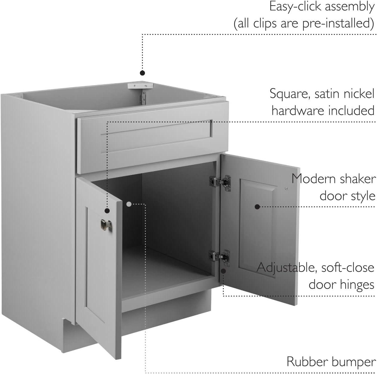 Brookings 24 Inch Bathroom Vanity, Solid Wood, Ready to Assemble