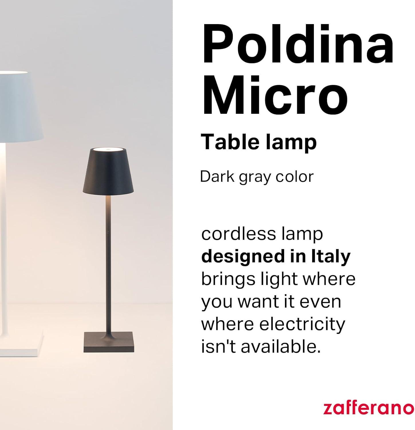 Dark Grey Cordless Touch LED Table Lamp