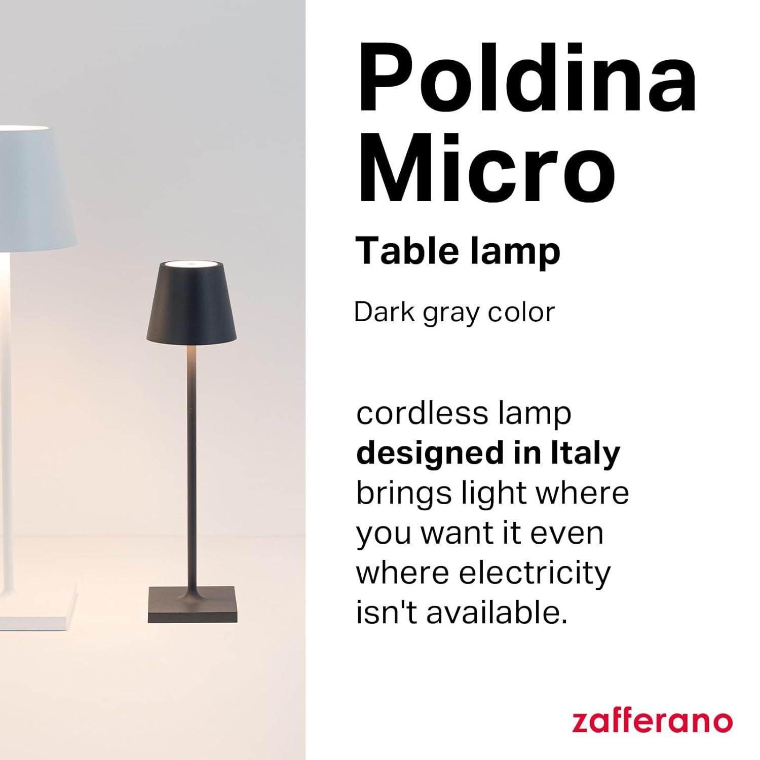 Dark Grey Cordless Touch LED Table Lamp