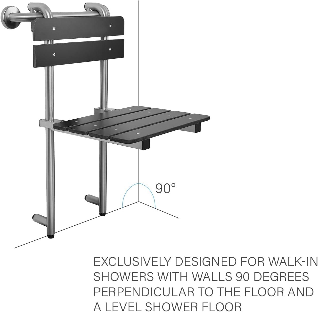 Seachrome Portable Hanging Profile Bench Shower Seat with 18-inch Grab Bar, Grab Bar Supported
