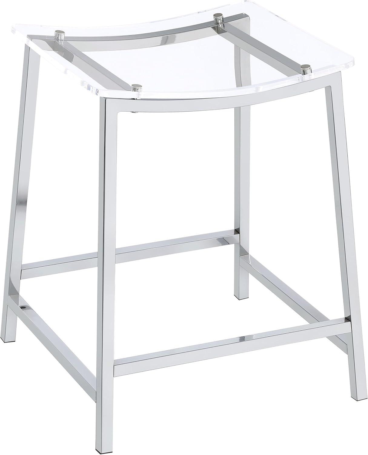 Coaster Set of 2 Jovani Modern Acrylic Backless Counter Height Barstools Clear/Chrome