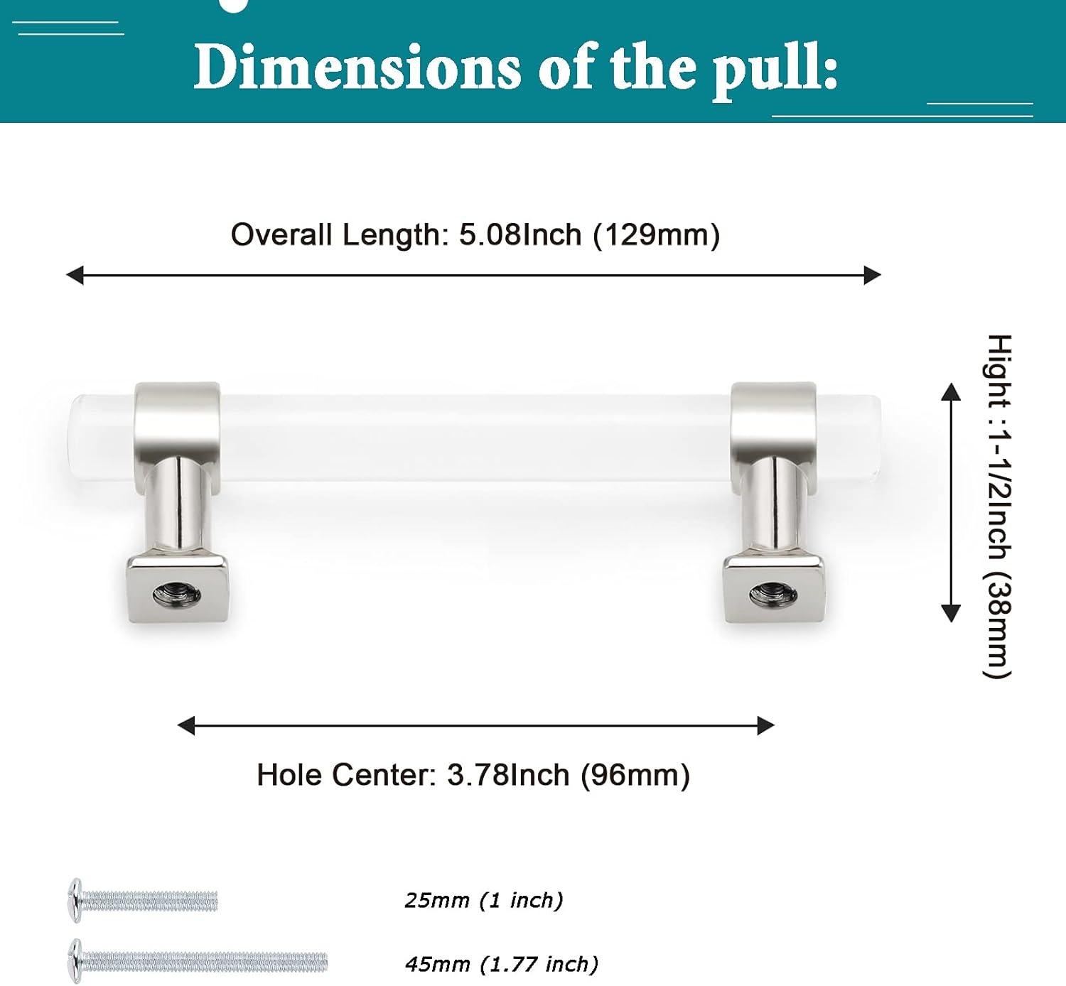 6-Inch Clear Acrylic and Polished Chrome Bar Pull