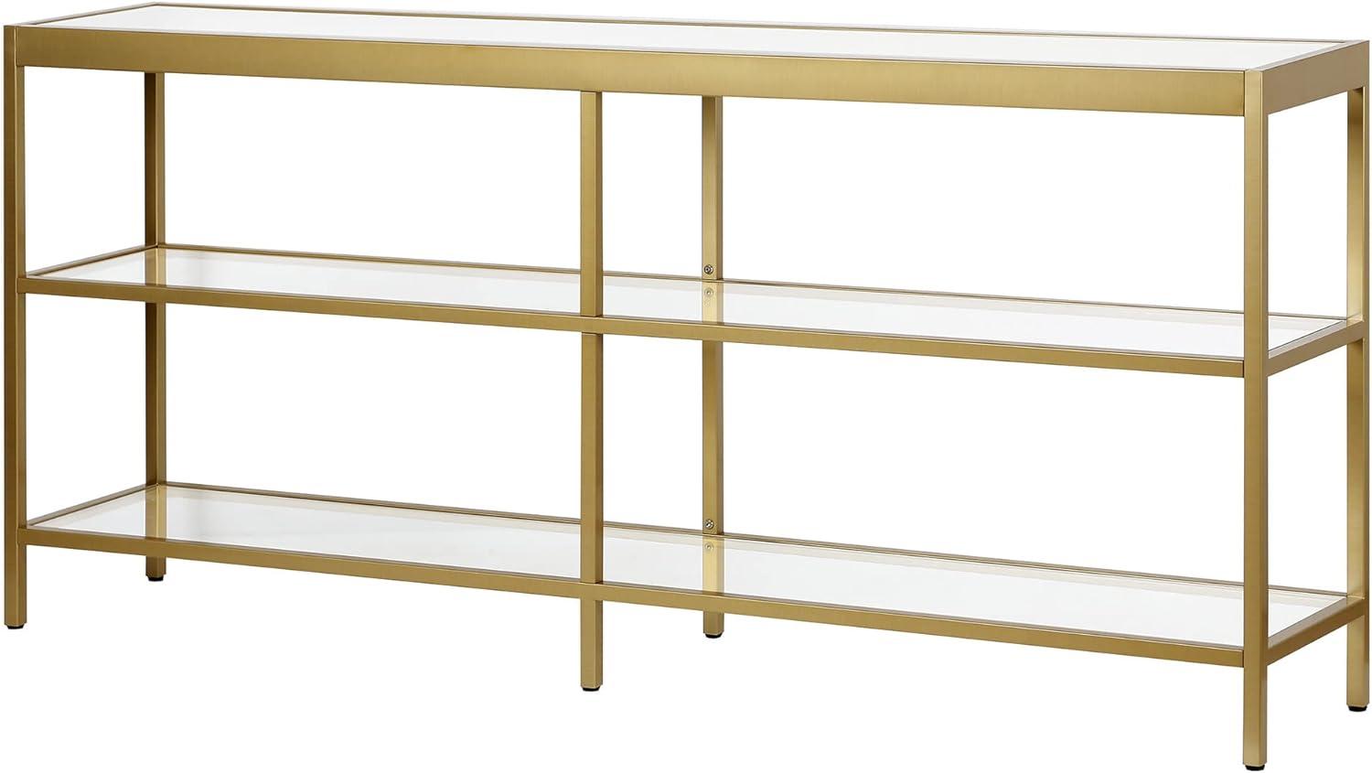 Evelyn&Zoe Alexis 64" Wide Rectangular Console Table, Brass