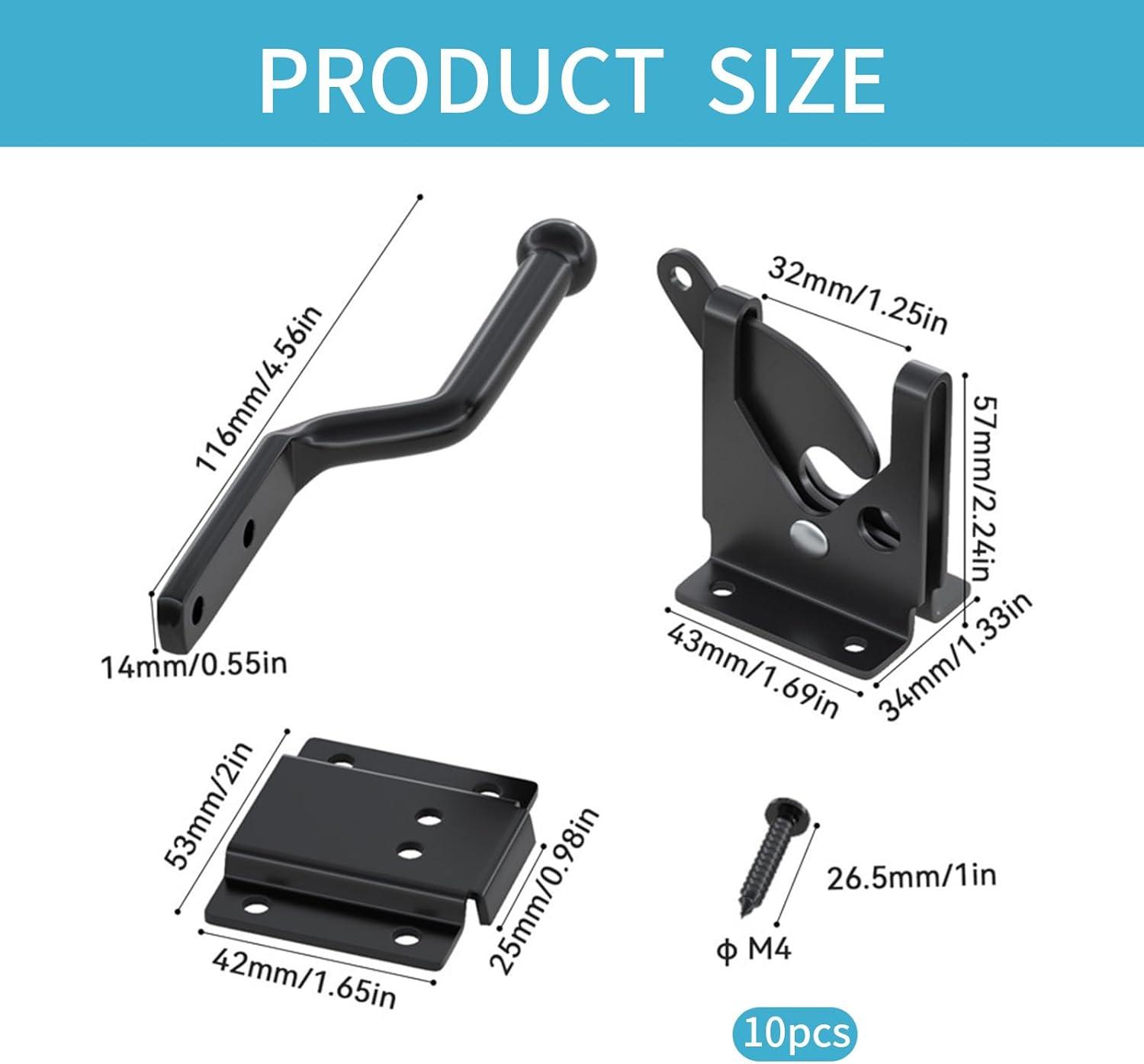 Gate Latch Automatic Gate Gravity Latch Self Locking Fence Gate Latch with Pull Cable for Wooden Fence Gates Door, Black