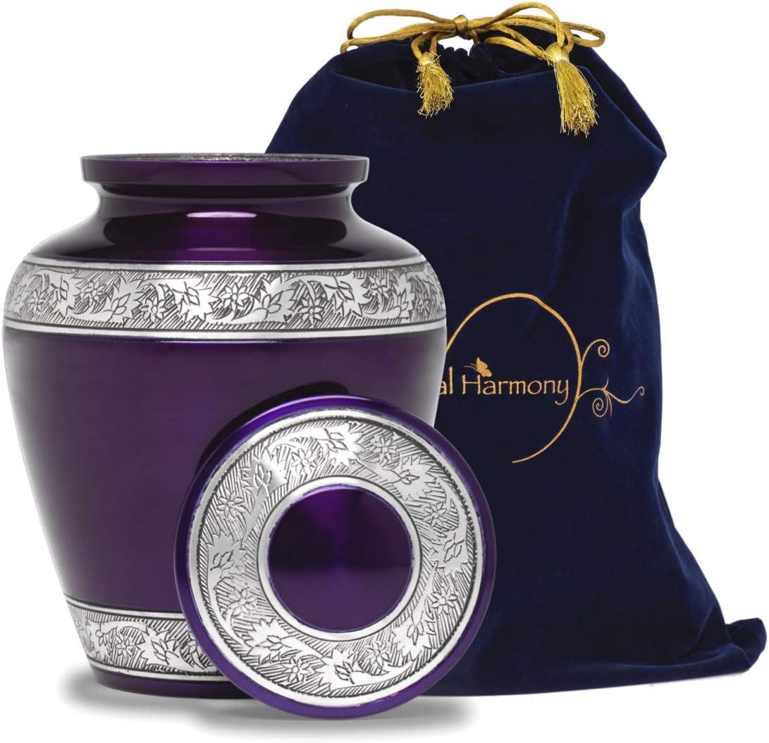 Eternal Harmony Cremation Urn for Human Ashes | Funeral Urn Carefully Handcrafted with Elegant Finishes to Honor and Remember Your Loved One | Adult Urn Large Size with Beautiful Velvet Bag