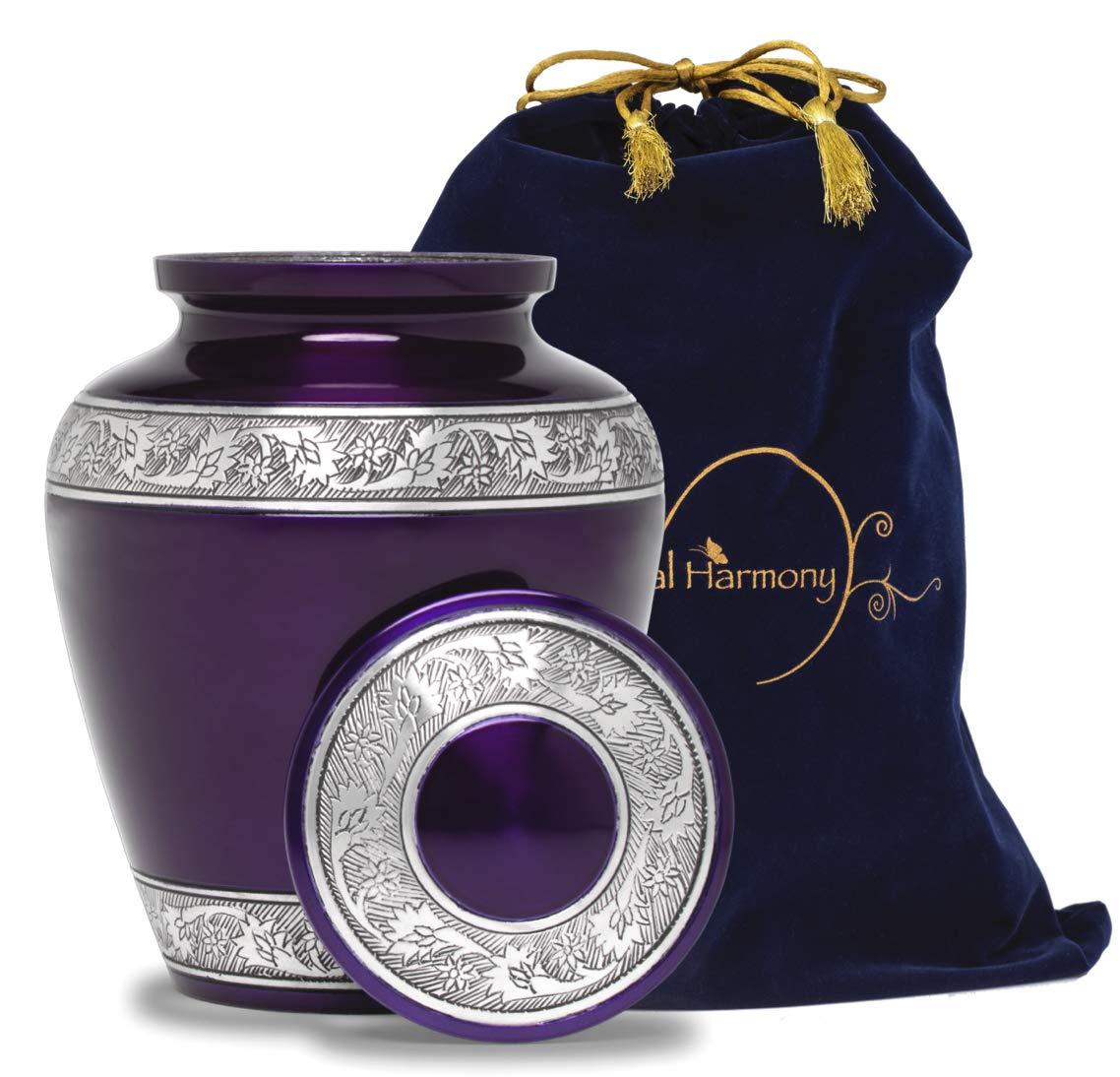 Eternal Harmony Cremation Urn for Human Ashes | Funeral Urn Carefully Handcrafted with Elegant Finishes to Honor and Remember Your Loved One | Adult Urn Large Size with Beautiful Velvet Bag