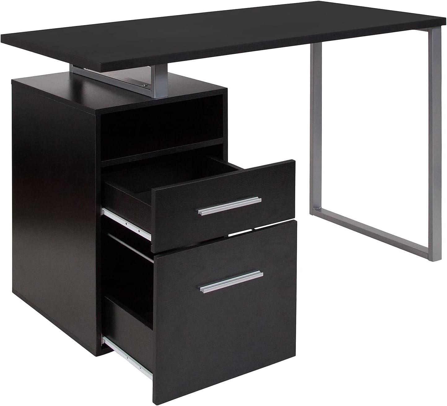 Leo Computer Desk with Two Drawers and Metal Frame