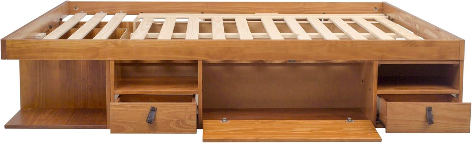 Memomad Bali Storage Platform Sturdy Bed Frame with Drawers & More (King Size, Oak Brown Wood)