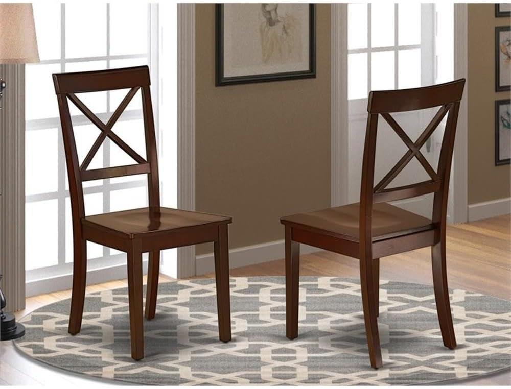 Boston Dining Room Chair with Wood Seat - Black & Cherry - Set of 2