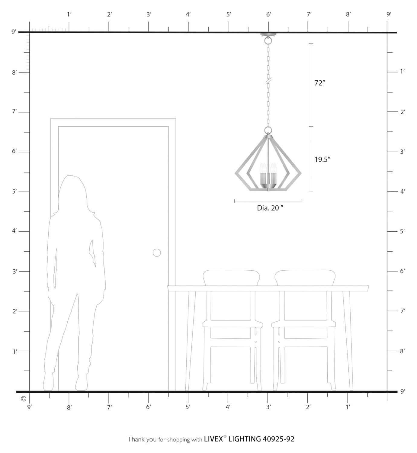 Livex Lighting Prism 5 - Light Chandelier in  Brushed Nickel