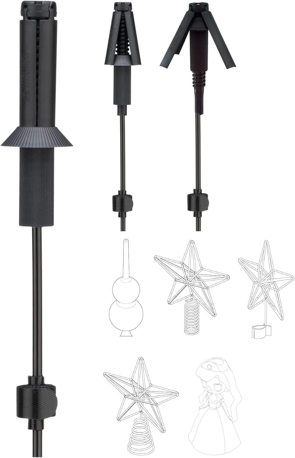 Universal Black Metal Christmas Tree Topper Holder