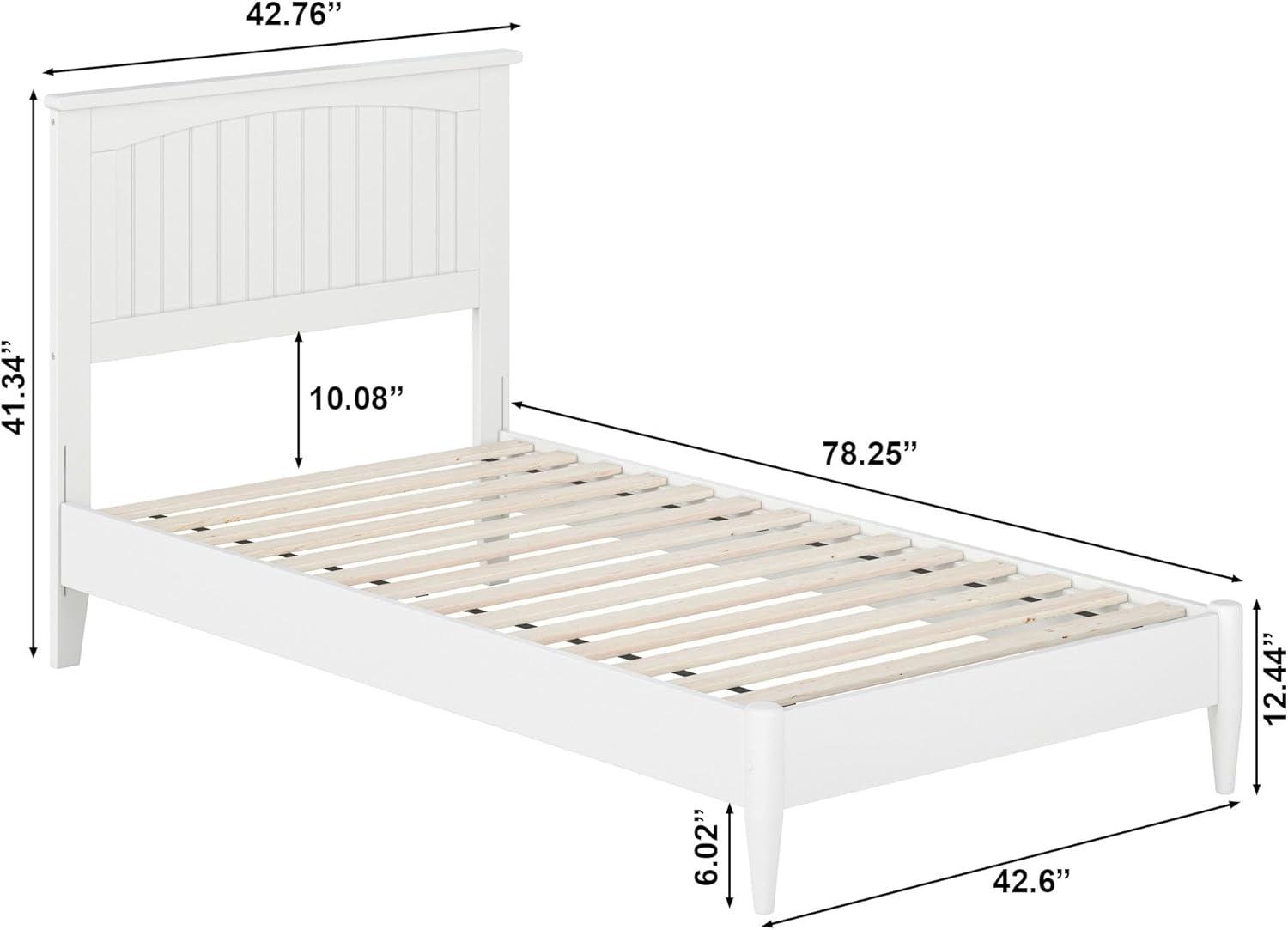 AFI Naples Queen Solid Wood Low Profile Platform Bed, White