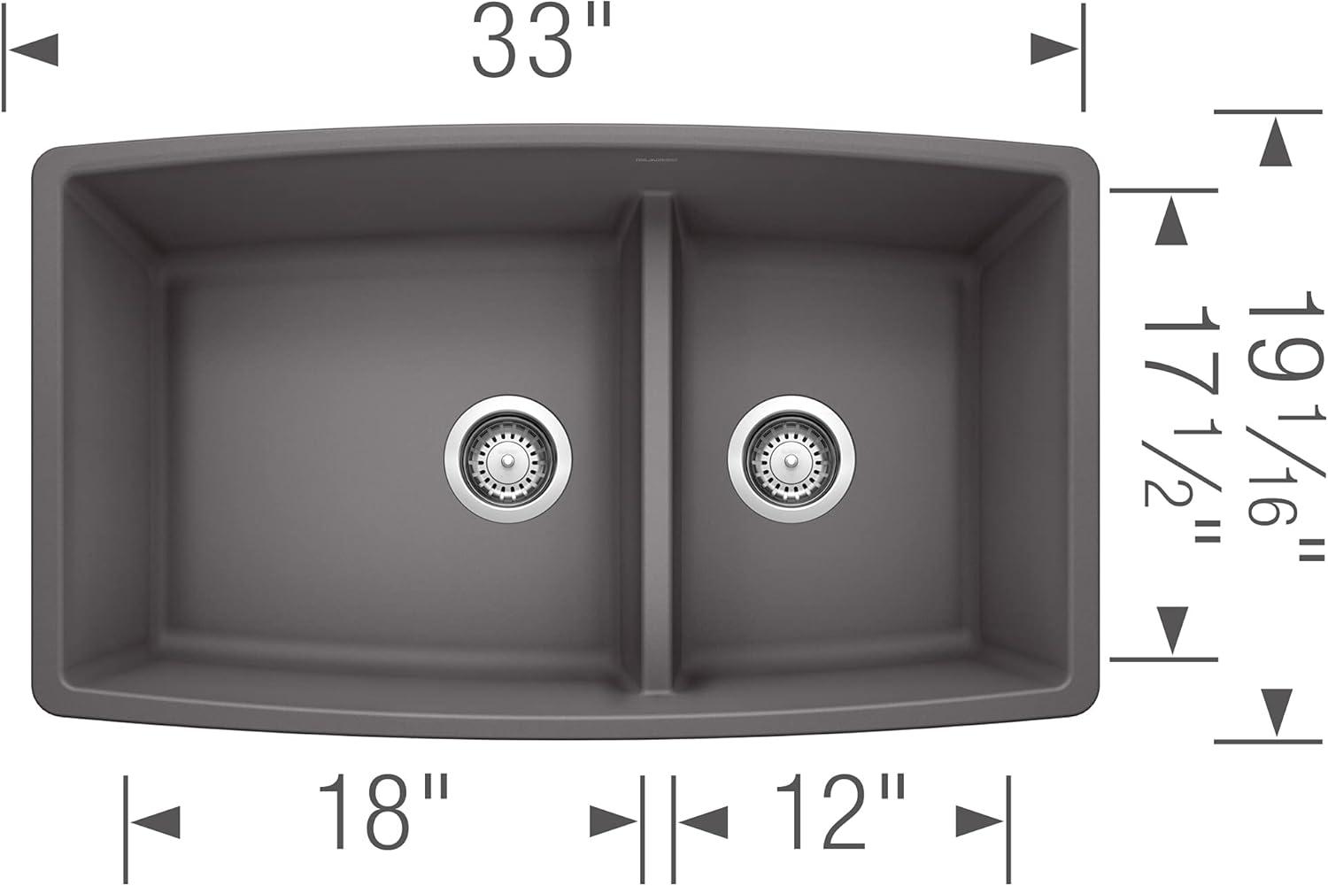 Performa SILGRANIT 33" L x 19" W Double Bowl Undermount Kitchen Sink