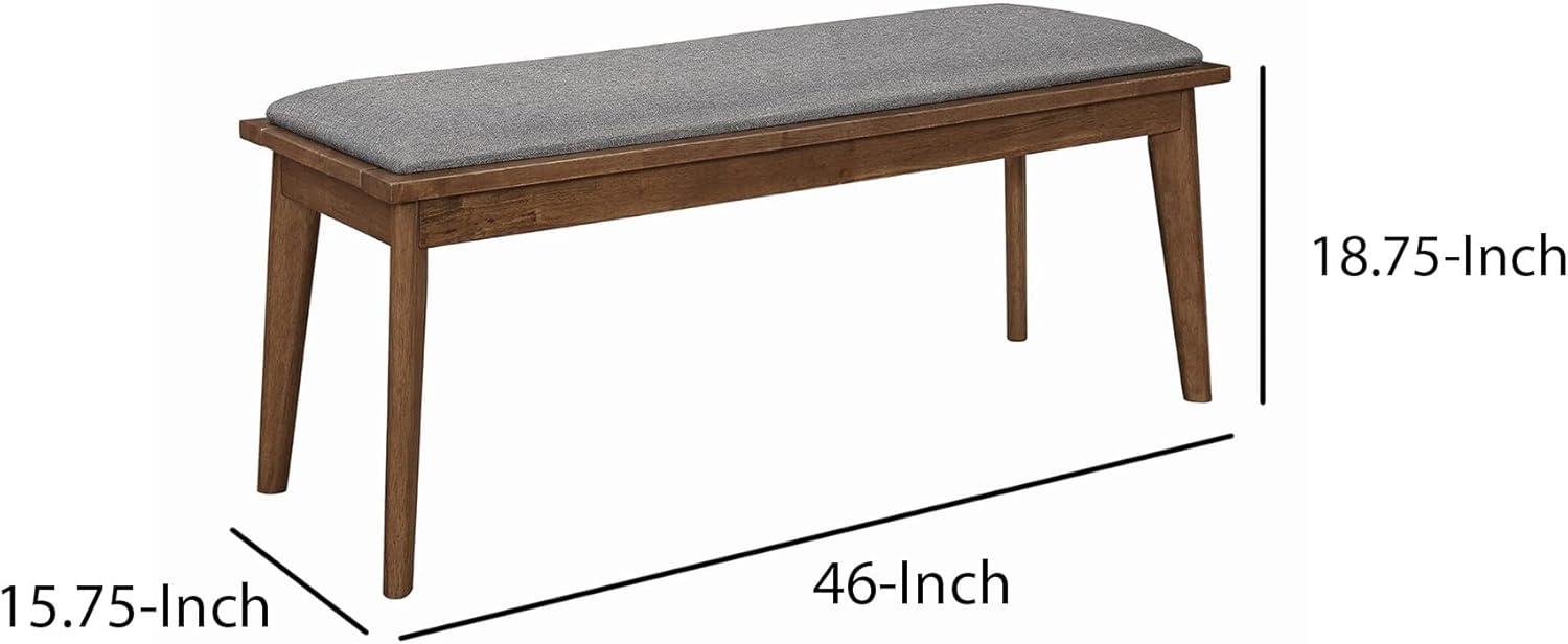 Fabric Upholstered Wooden Bench with Chamfered Legs Gray and Brown - Saltoro Sherpi