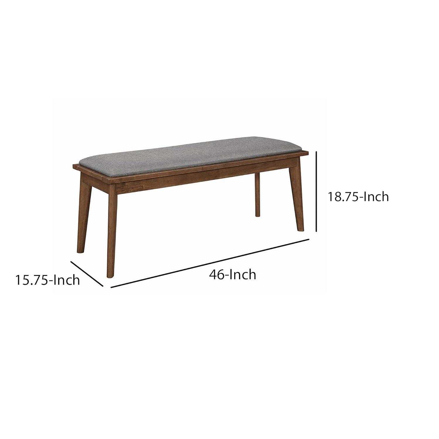 Fabric Upholstered Wooden Bench with Chamfered Legs Gray and Brown - Saltoro Sherpi
