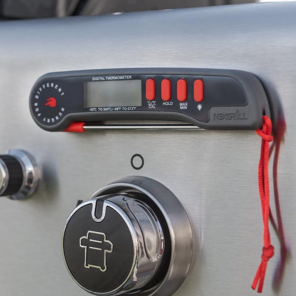 Nexgrill Meat Thermometer Digital, Instant Read Meat Thermometer with Backlight & Stainless Steel Probe, Food Thermometer for Kitchen Cooking, Outdoor Grilling, BBQ – 660-0004B