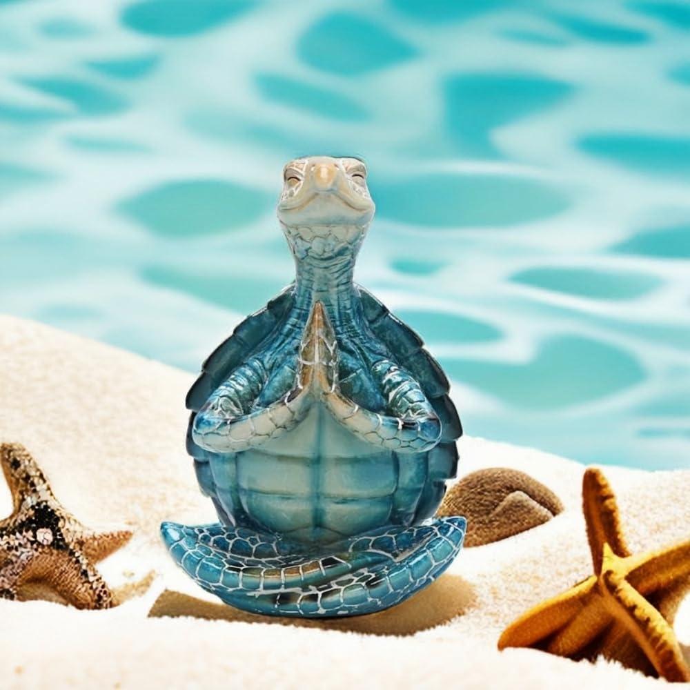 Uanit Sea Turtle Yoga Figurines Decoration Summer Meditating Sea Turtle Decor Spring Garden Turtle Crafts Turtle Yoga Figurines for Home Office Decoration Birthday Gifts for Mom, Grandma,Women