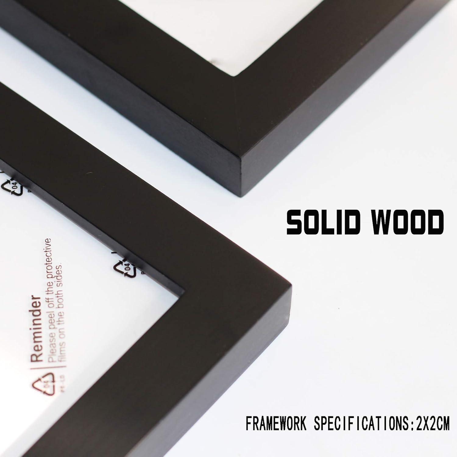 16x16 Frame Black With Mat 12x12 Solid Wood Picture Frames Wall Mounting (1 pack, 16x16 Inch)…