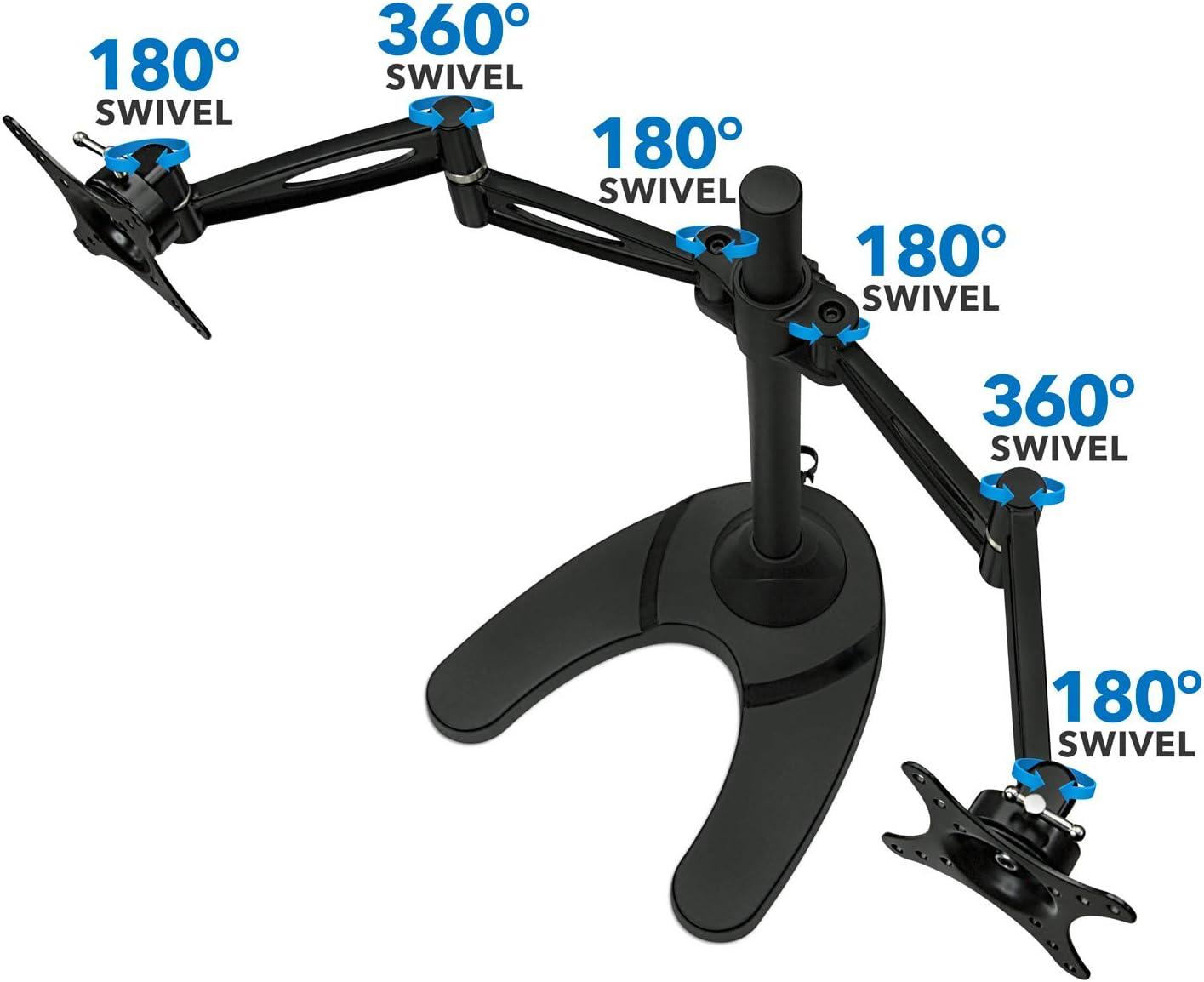 Dual Arm Freestanding Monitor Stand Height Adjustable 2 Screen Desk Mount