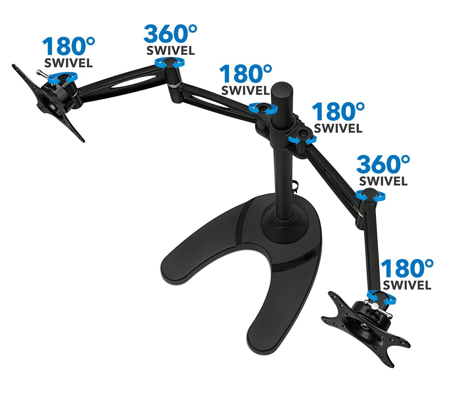 Dual Arm Freestanding Monitor Stand Height Adjustable 2 Screen Desk Mount