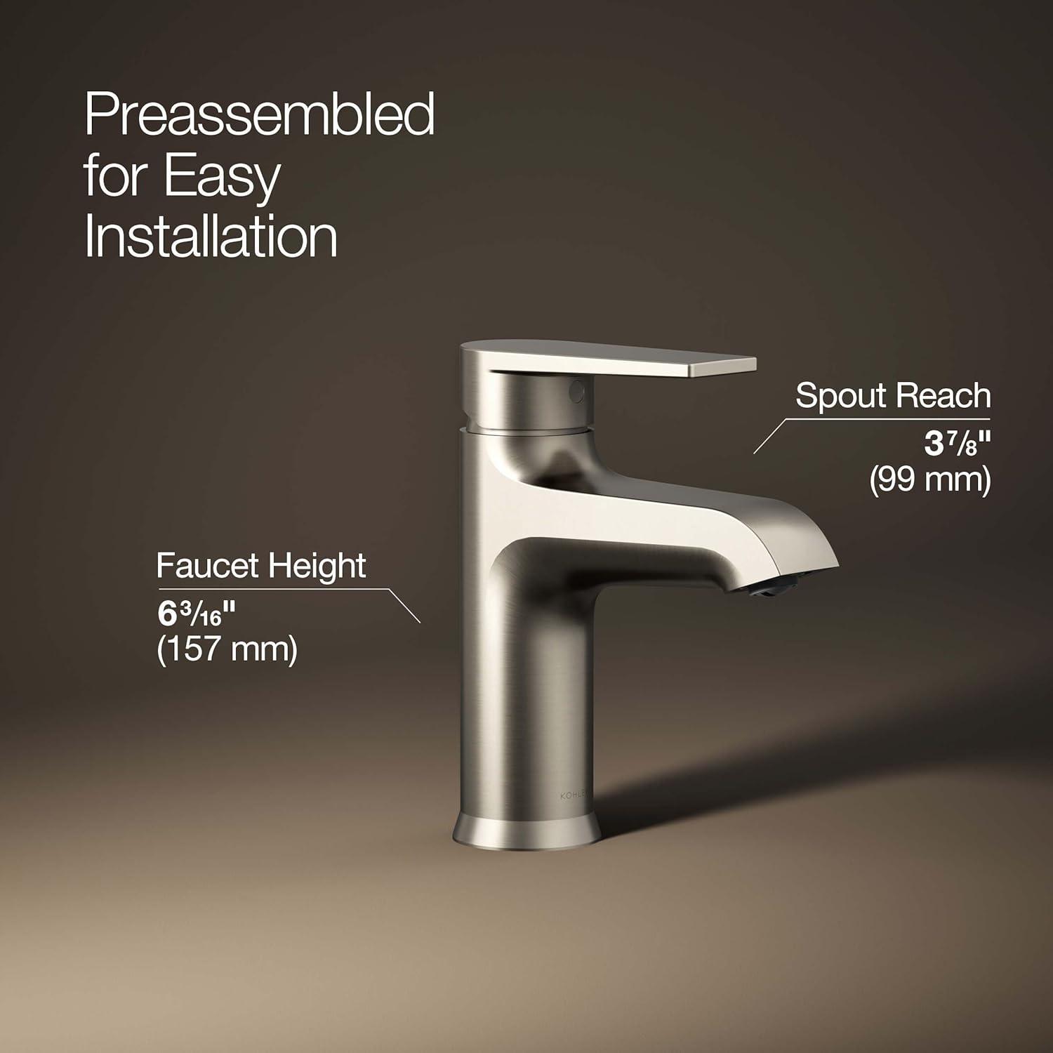Kohler Hint Single-Handle Bathroom Faucet with Pop-Up Drain Assembly, One Hole Bathroom Sink Faucet, 1.2 gpm