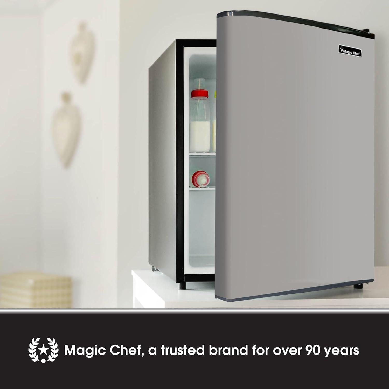 Magic Chef Energy Star 2.4 Cu. ft. 18.5" W Mini Fridge, Stainless Steel Door