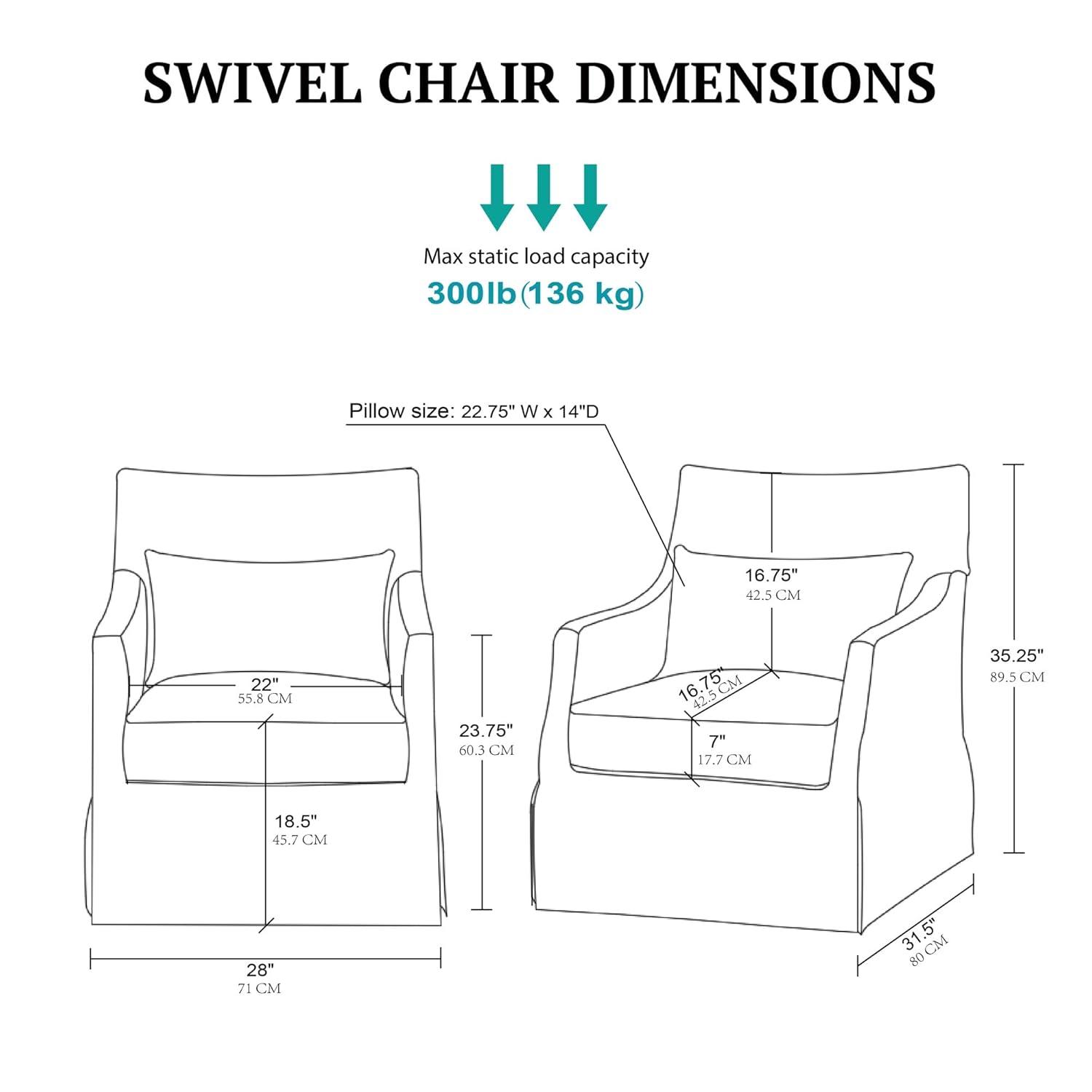 Martha Stewart London 360°Swivel Armchair with Lumbar Pillow