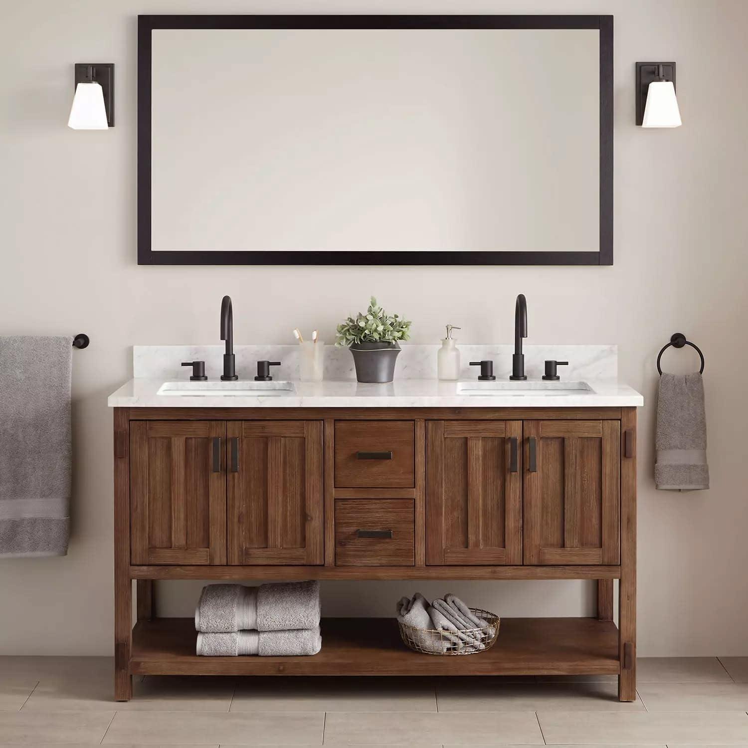 Signature Hardware 60" Morris Double Bathroom Vanity - Cabinet Only