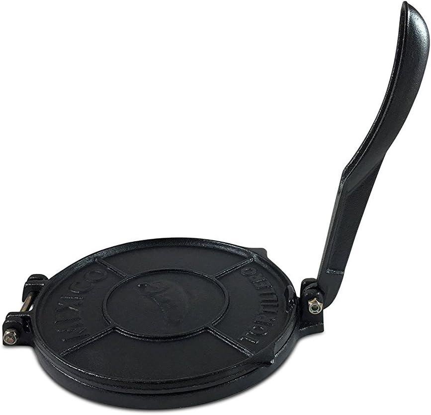 Heavy-Duty Black Cast Iron Tortilla Press with Non-Stick Surface