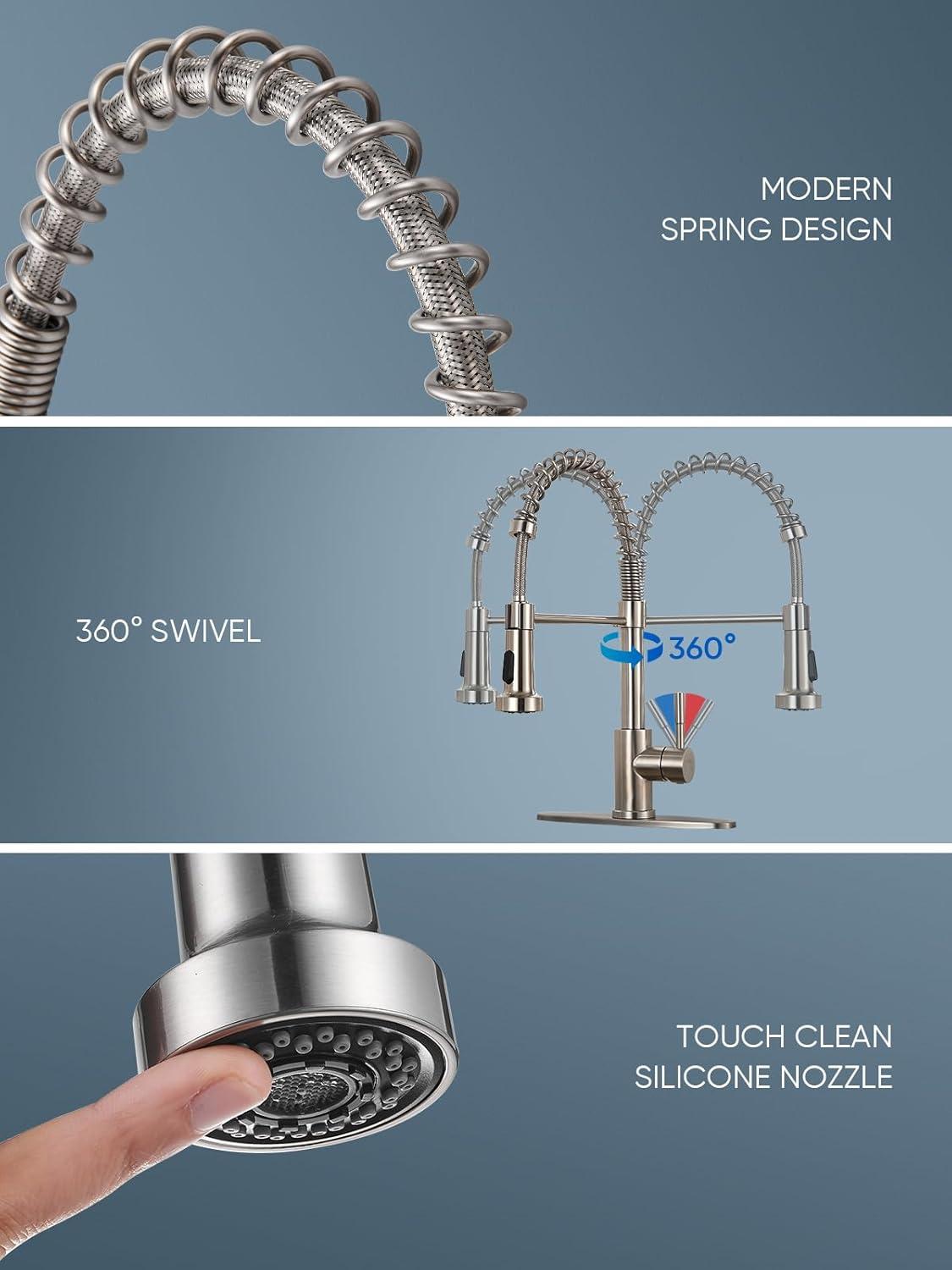 Single Handle Pull-Down Kitchen Faucet with Deck Plate