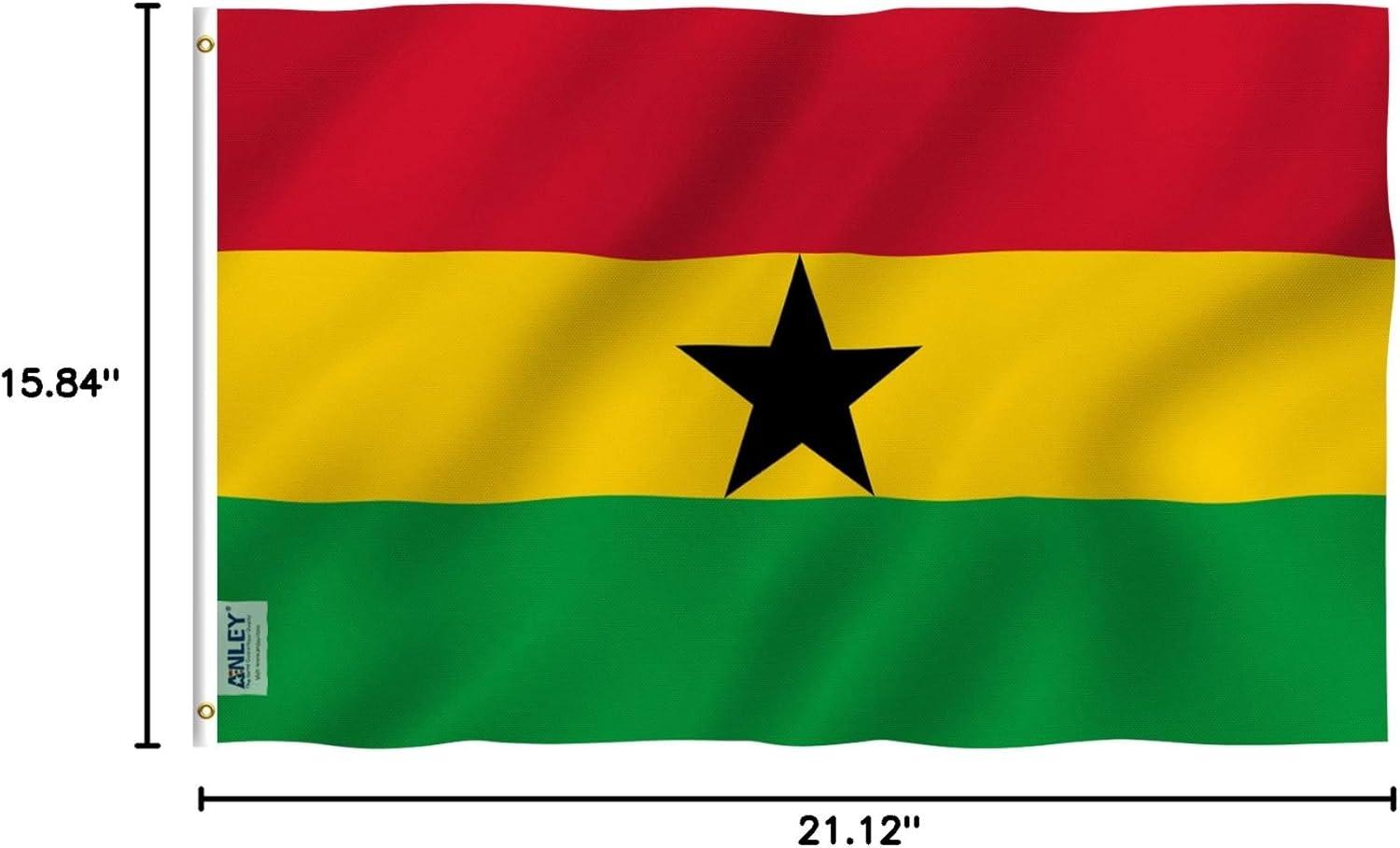 Ghana 3x5 Foot Polyester National Flag with Brass Grommets